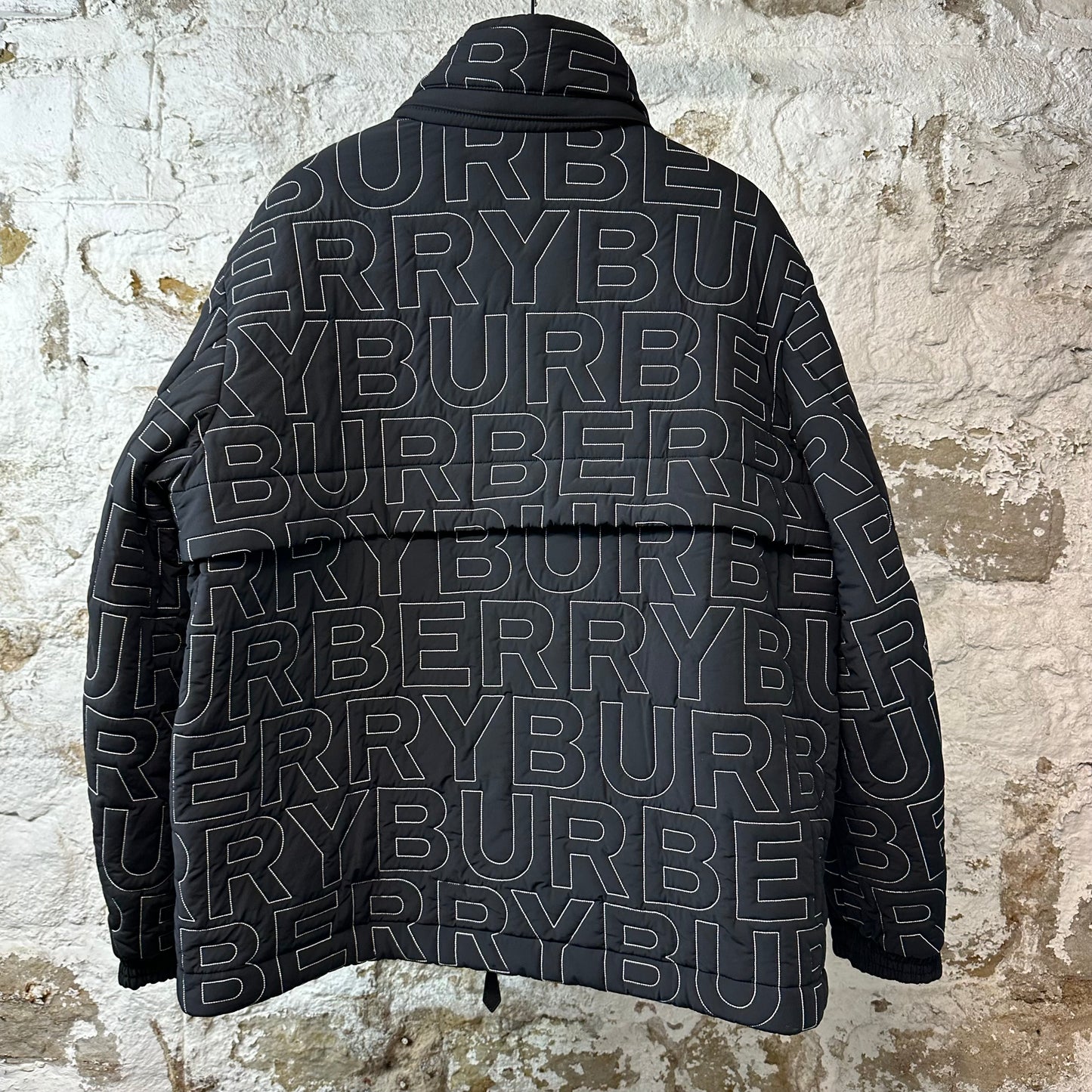 Burberry Monogram Quilted Nylon Jacket Black Sz XL
