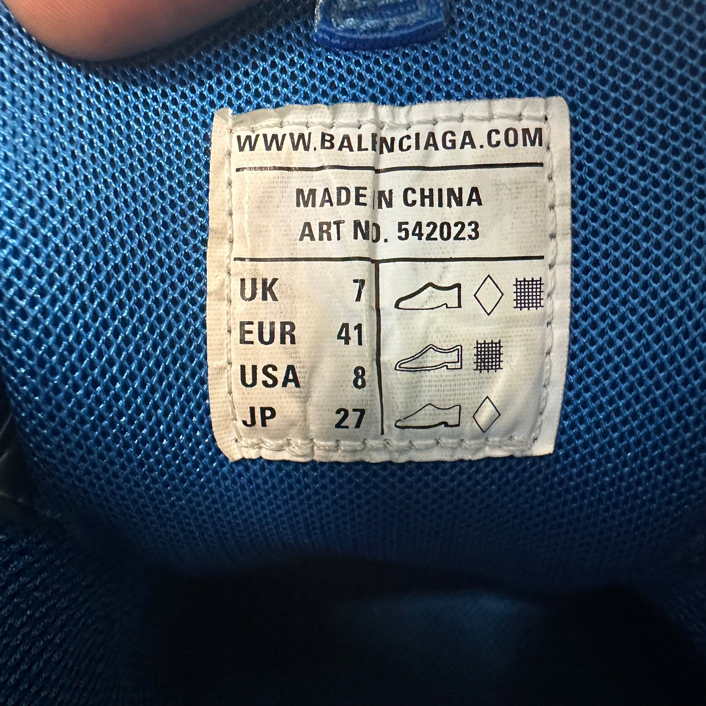 Balenciaga Track Runner Gray Blue Yellow Sneaker Sz 8 (41) No Box