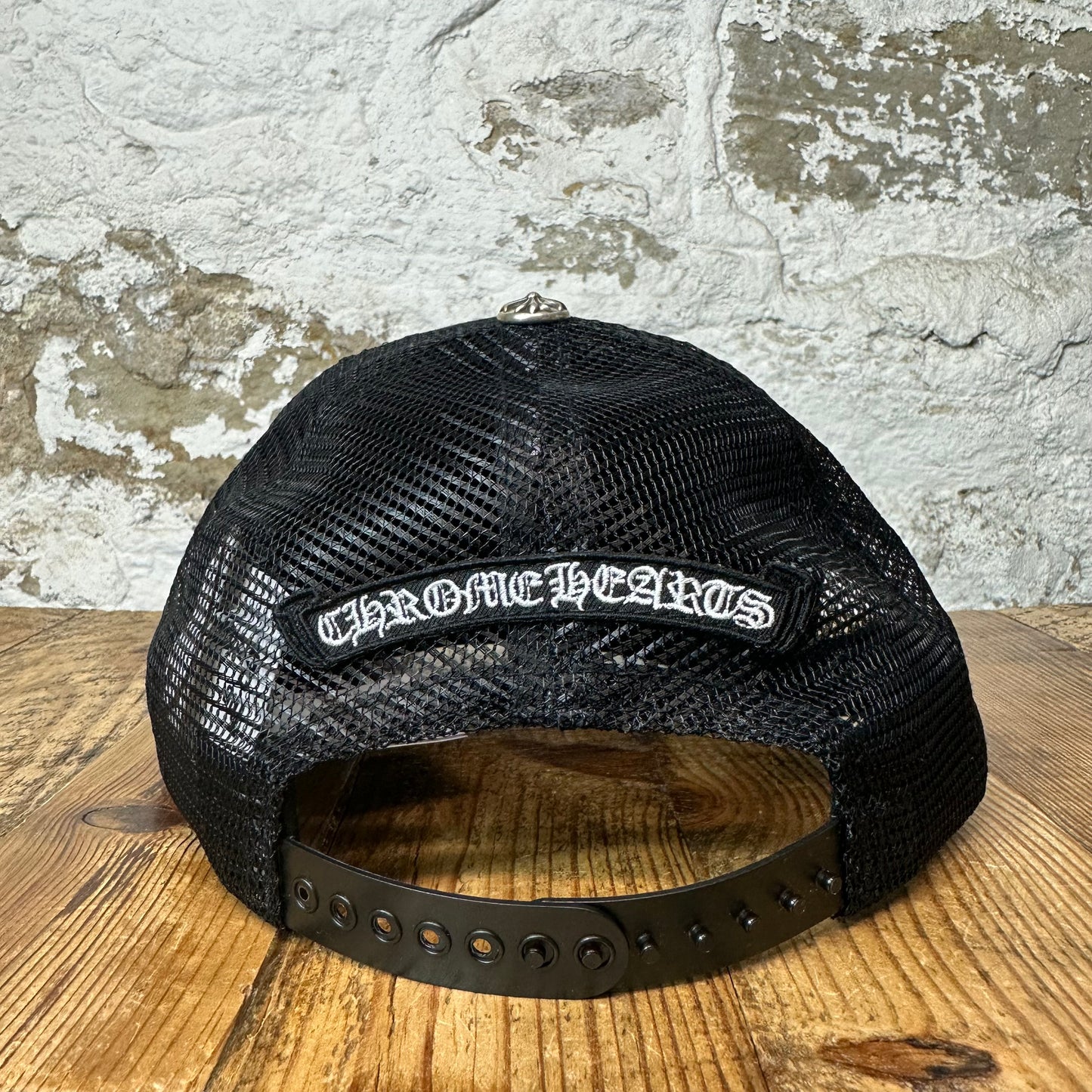 Chrome Hearts St. Barths Orange Cemetery Black Trucker Hat DS