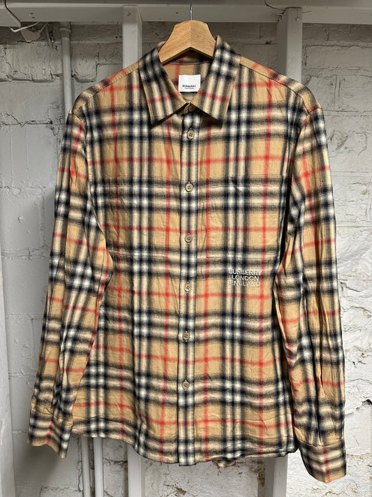 Burberry Plaid Flannel Button Up Sz M