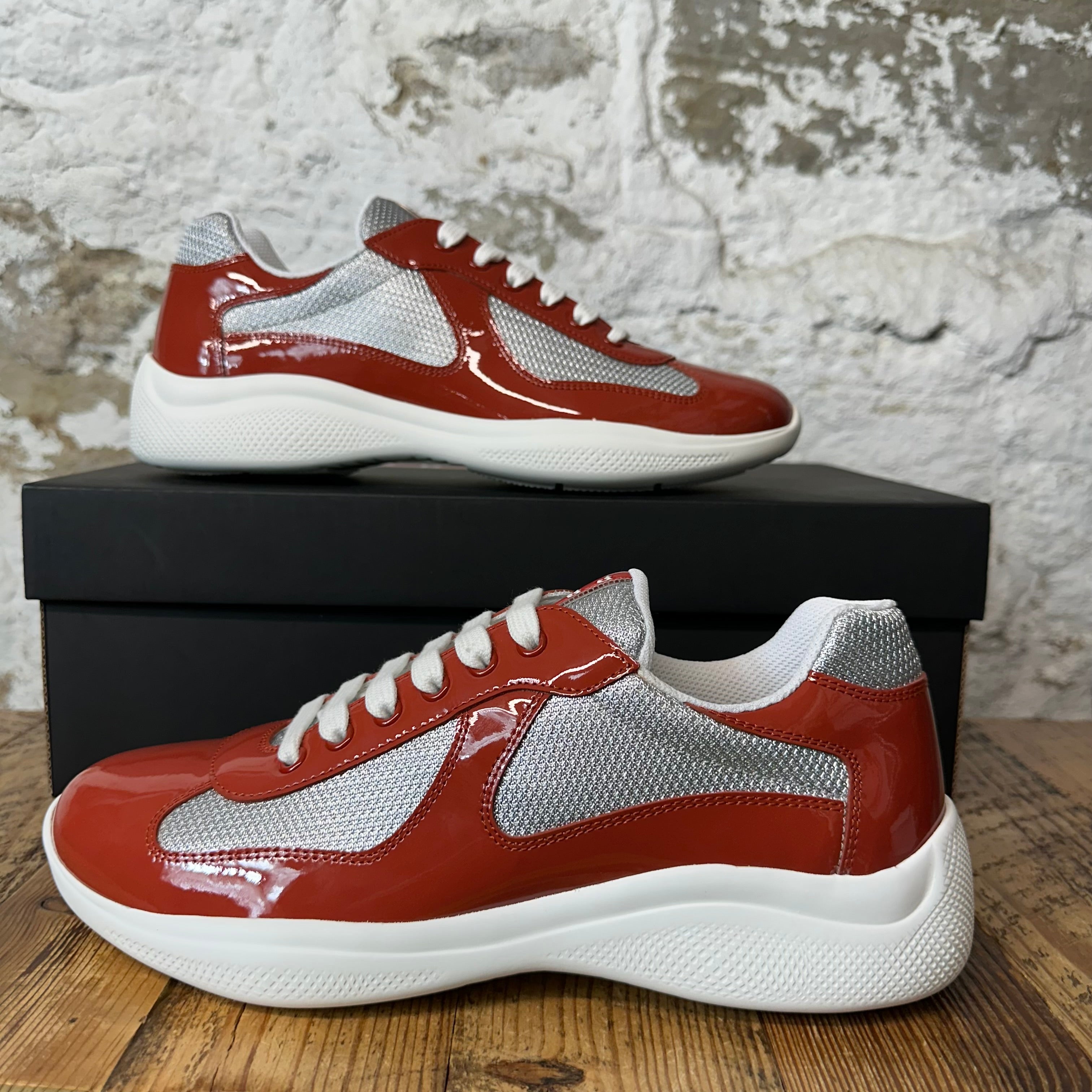 Prada Americas Cup Rame Patent Sneaker Sz 7 DS
