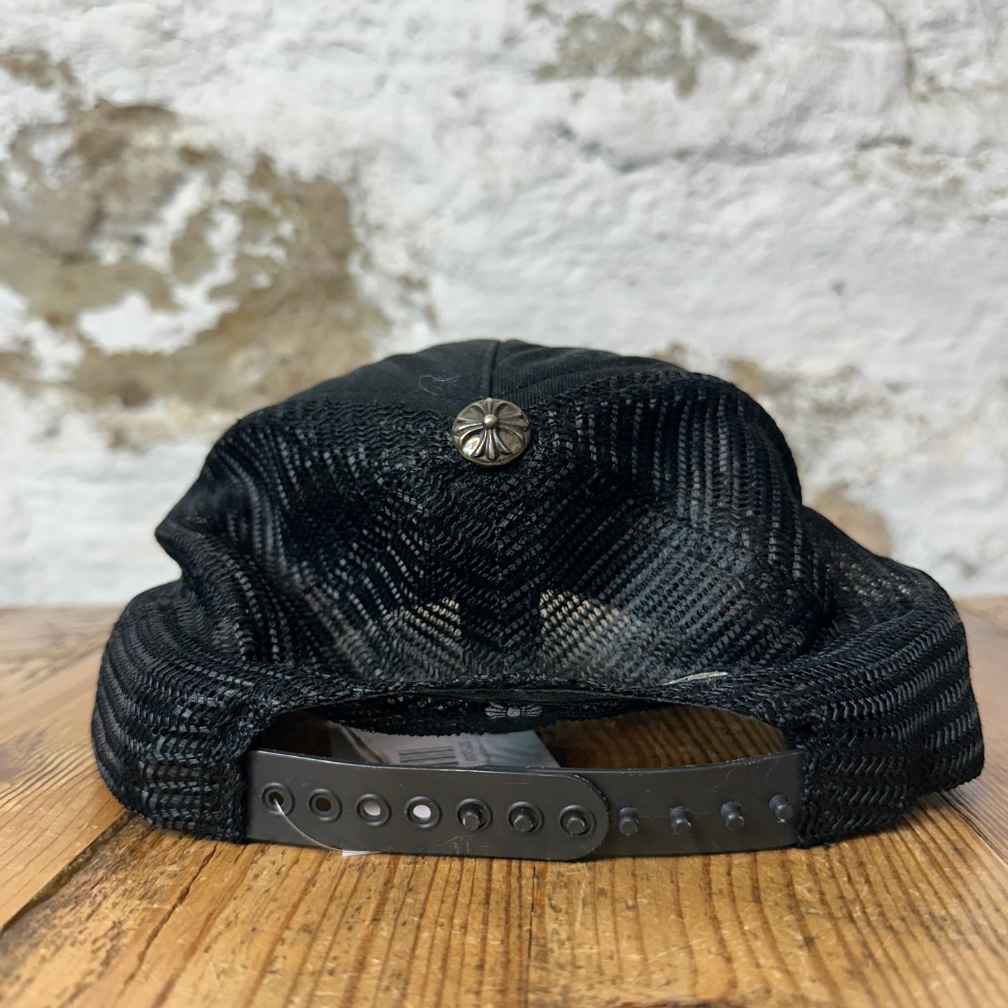 Chrome Hearts White Eyechart Black Trucker Hat