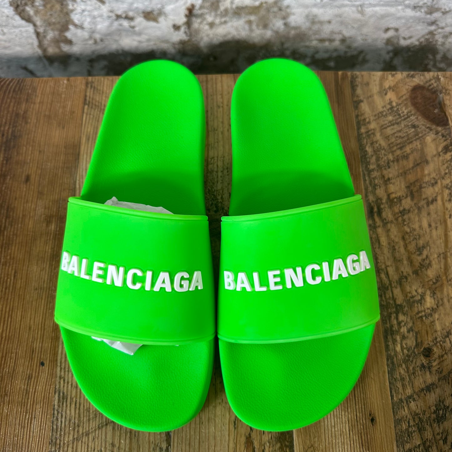 Balenciaga White Green Rubber Slide