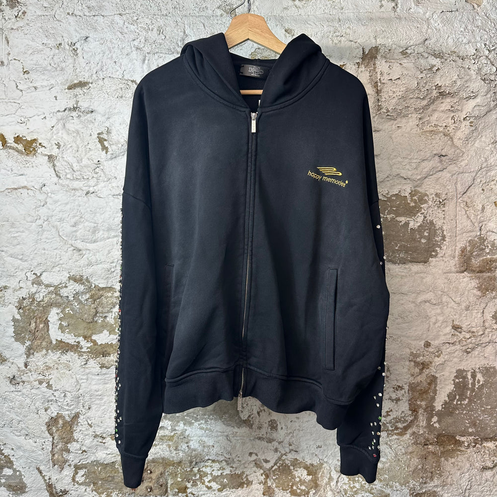 HMDD Crystals Black Zip Up Hoodie Sz M