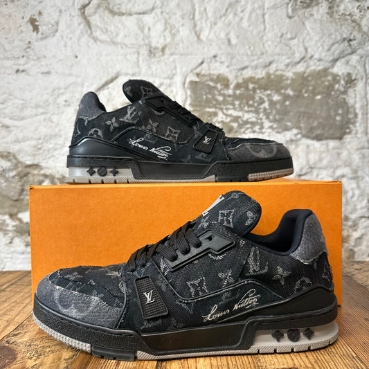 Louis Vuitton Black Denim Monogram Trainer Sneaker Sz 10 (8.5LV)