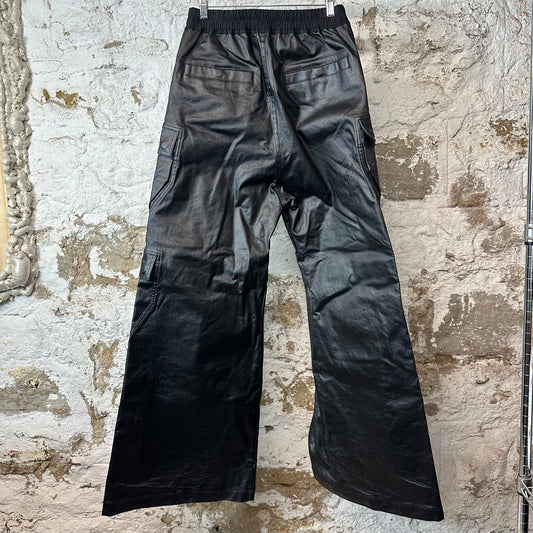 Rick Owens Porterville Double Bela Cargo Black Wax Pants Sz M