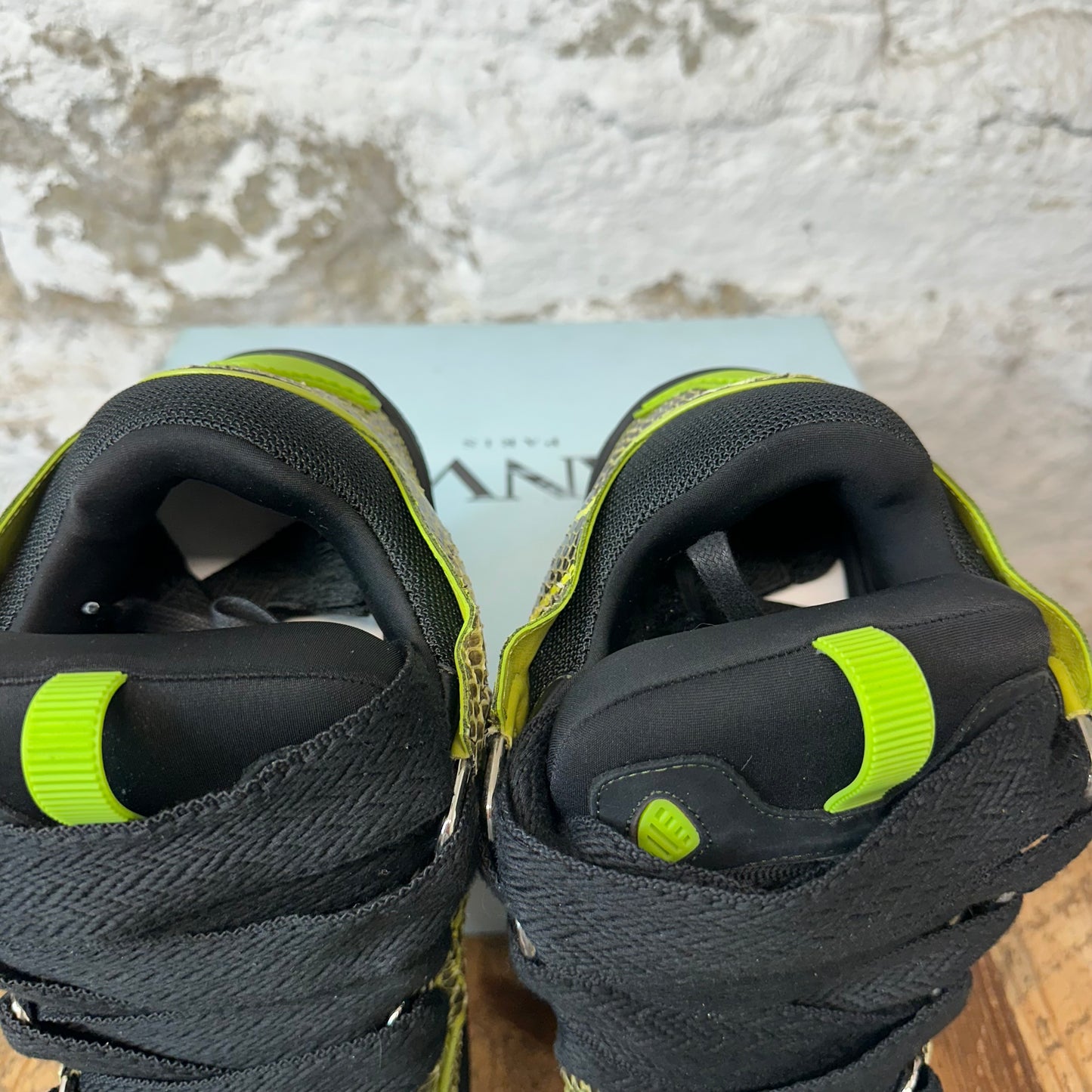 Lanvin Curb Neon Snakeskin Black Sneaker Sz 13 (46)