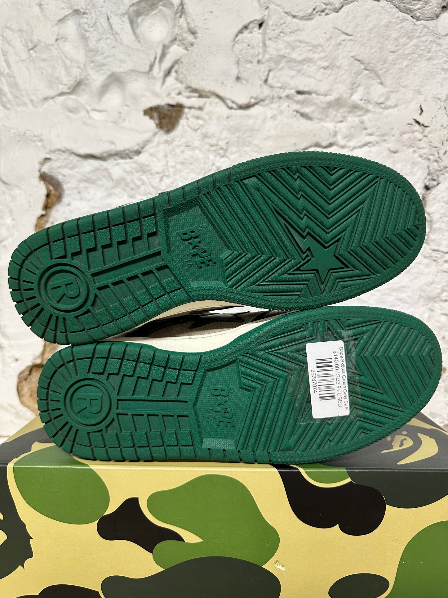 Bape Sk8sta Green Grey Sz 9