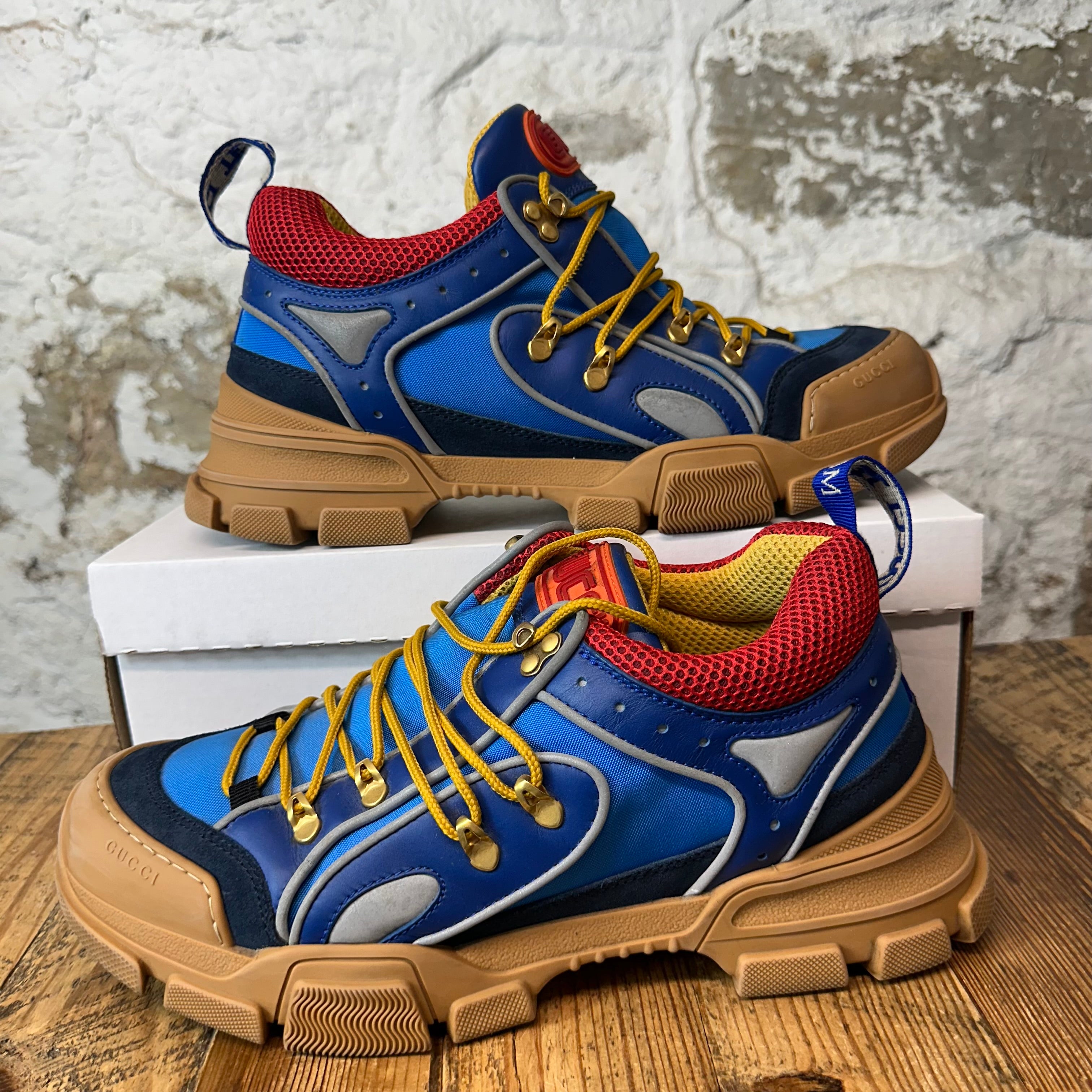 Gucci Flashtrek Red Blue Brown Boot Sz 11