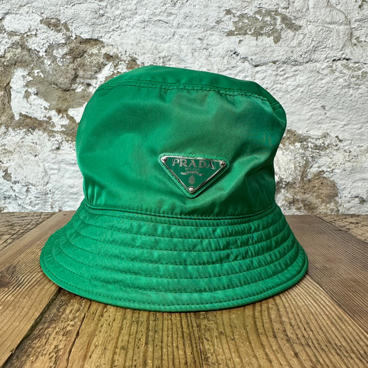 Prada Renylon Green Bucket Hat Sz L