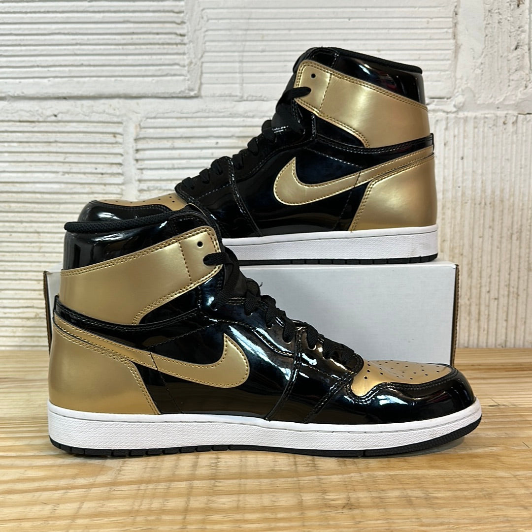 Air Jordan 1 High Black Metallic Gold Sz 14