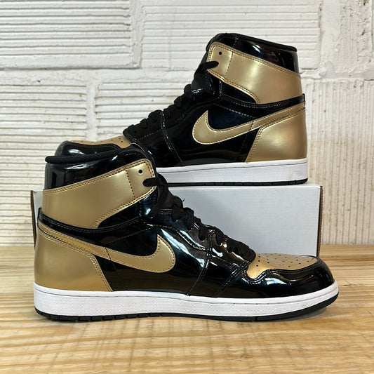 Air Jordan 1 High Black Metallic Gold Sz 14