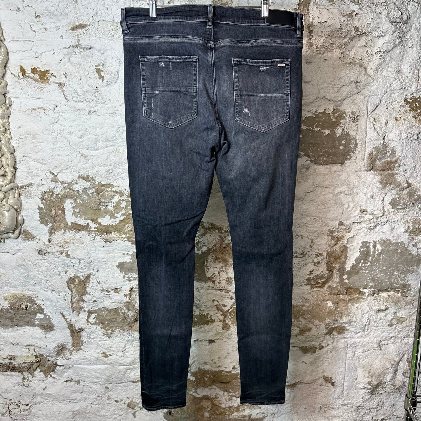 Amiri MX1 Black Paisley Thrasher Grey Denim Jeans Sz 38