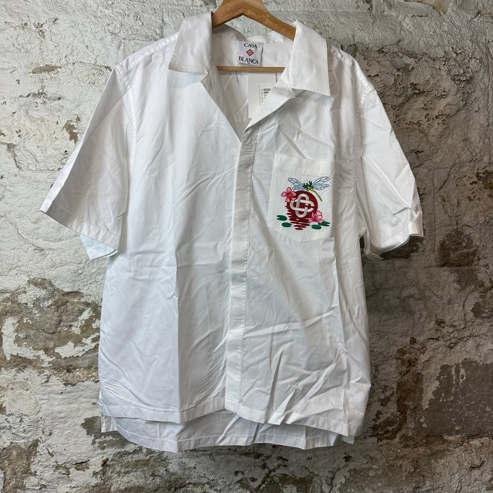 Casablanca Embroidered Logo White Button Up Shirt Sz XL
