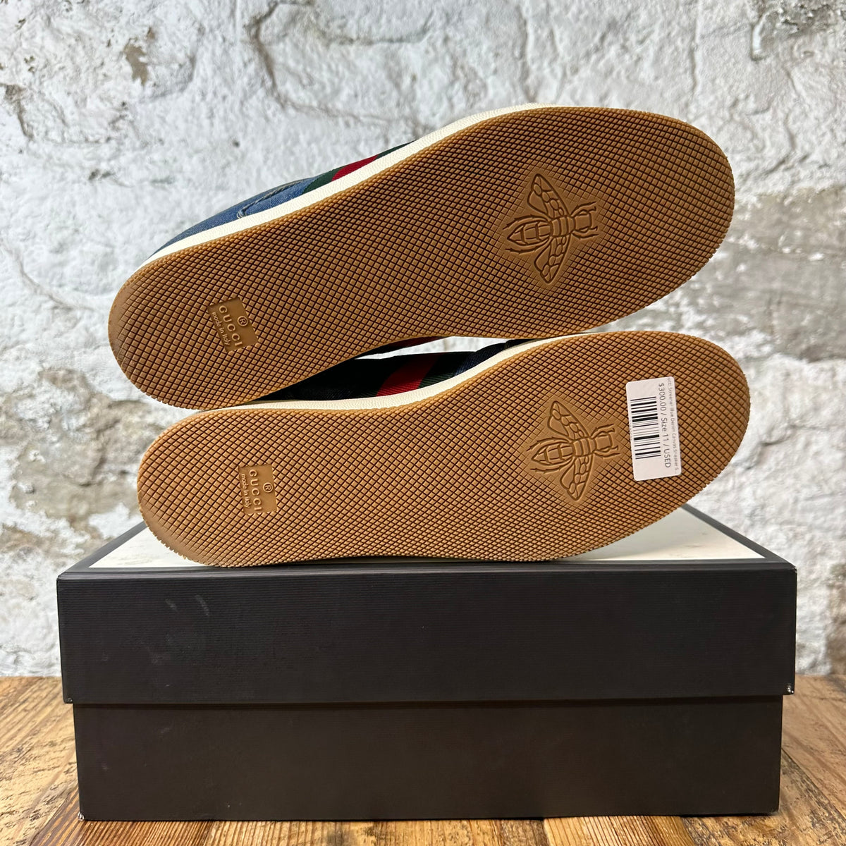 Gucci Screener Blue Denim Canvas Sneaker Sz 11
