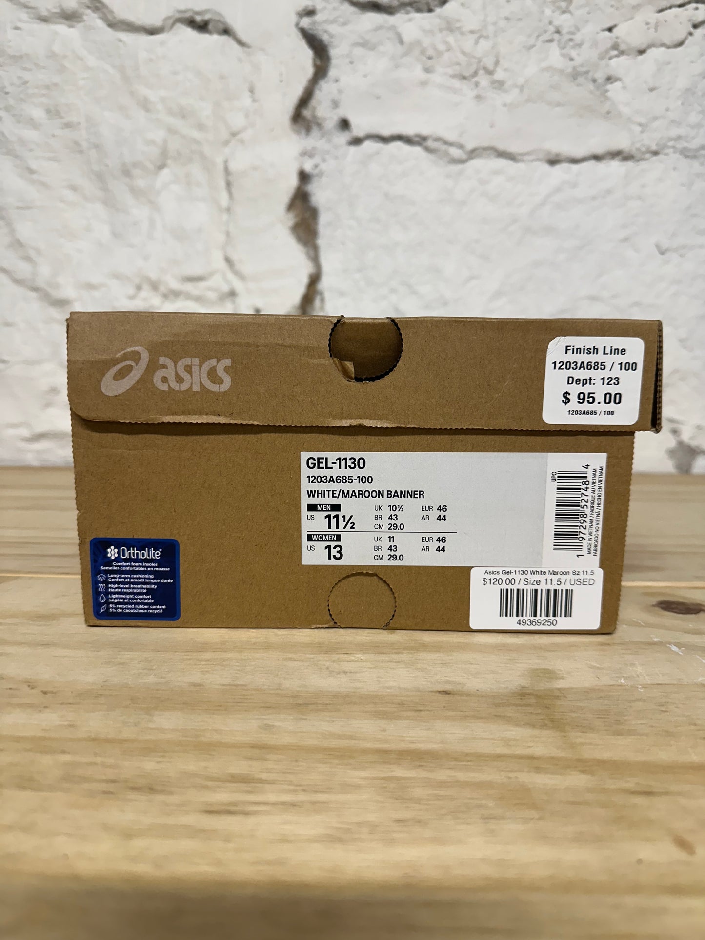 Asics Gel-1130 White Maroon Sz 11.5