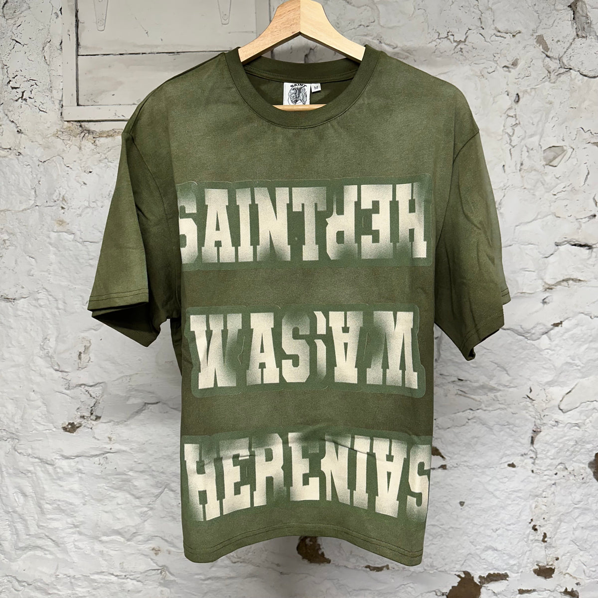 Saint Vanity Saint Was Here Green T-Shirt Sz M