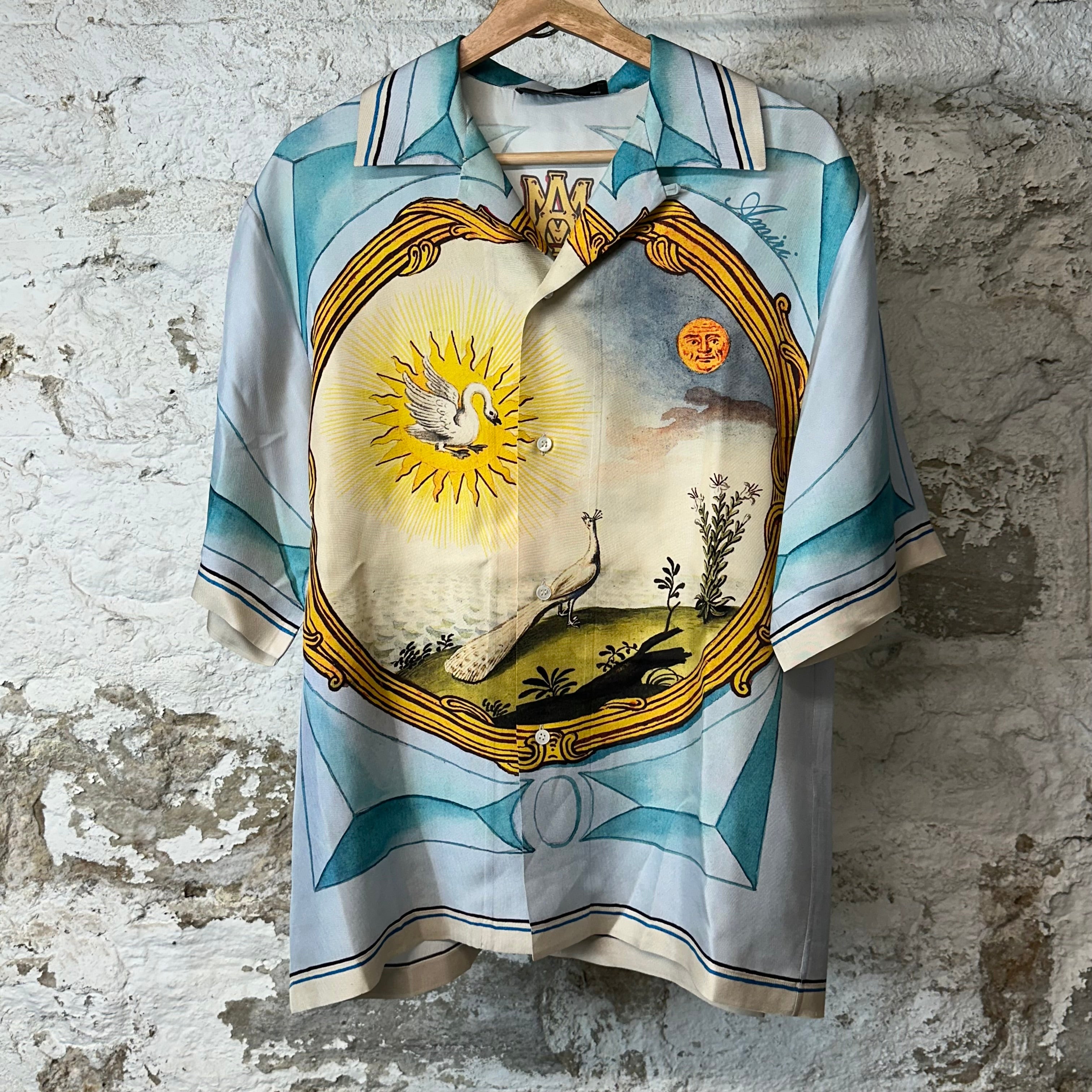 Amiri Sun Logo Silk Button Up Shirt Sz L