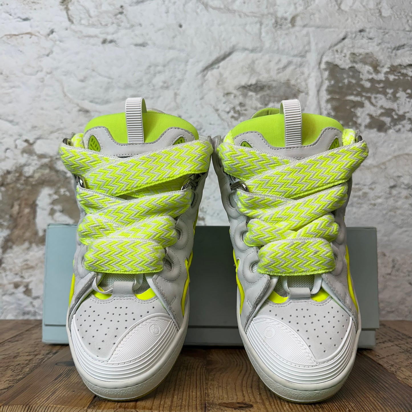 Lanvin Curb Yellow Neon Lace White Sneaker Sz 9 (42)