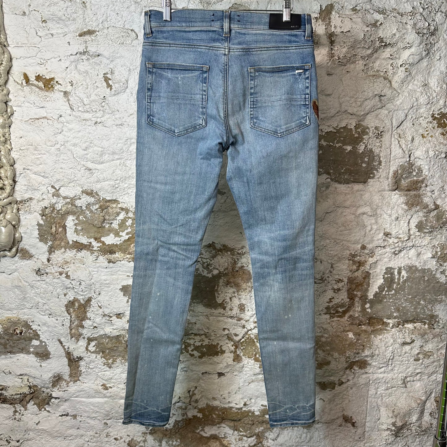 Amiri MX1 Biker Patches Blue Denim Jeans Sz 32