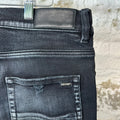 Amiri MX1 Green Suede Black Denim Jeans Sz 32