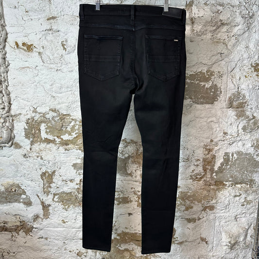 Amiri White Bones Patches Black Denim Jeans Sz 36
