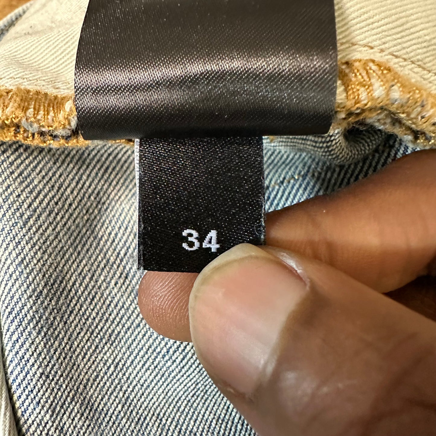 Amiri Crystal MA Quadstitch Blue Denim Jeans Sz 34