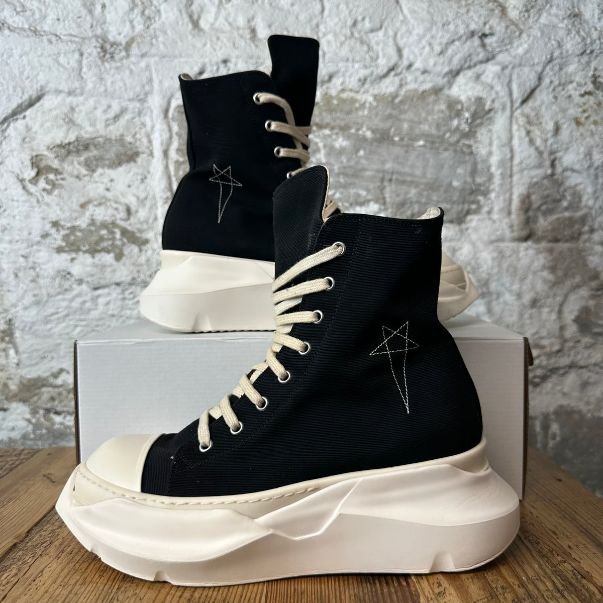 Rick Owens High Abstract Pentastitch Black Milk Sneaker Sz 7 (40)
