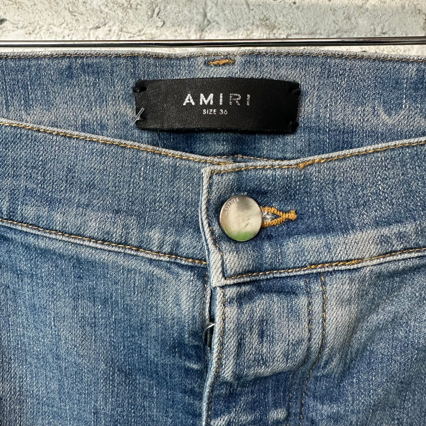 Amiri MX2 Multicolor Flannel Blue Denim Jeans Sz 36