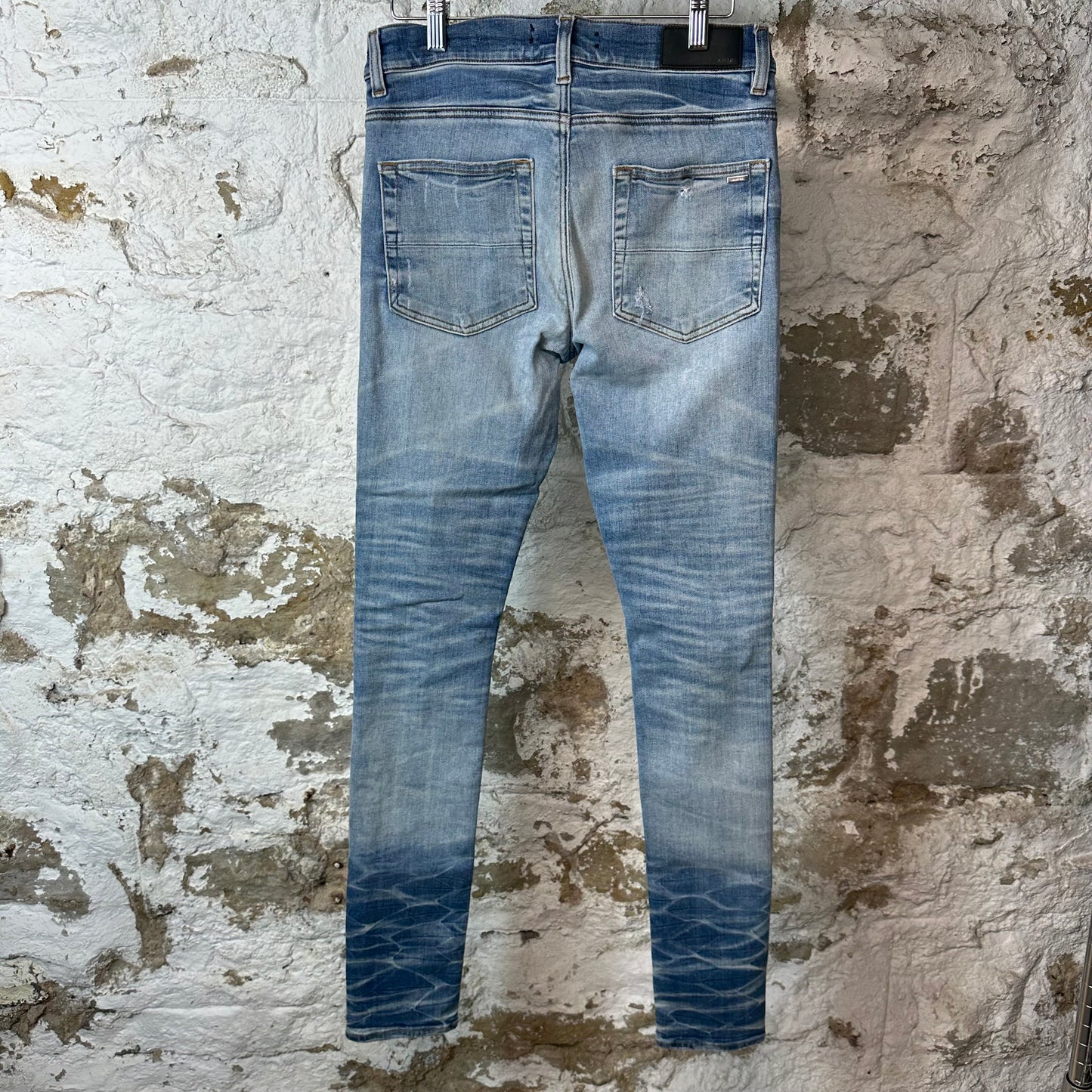 Amiri MX1 Black White Woven Blue Denim Jeans Sz 29
