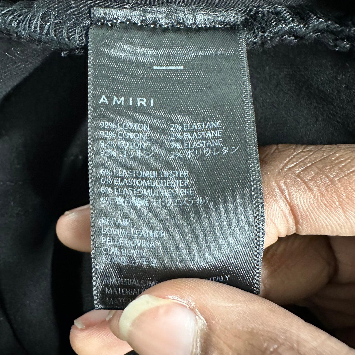 Amiri MX1 Black Leather Black Denim Jeans Sz 33