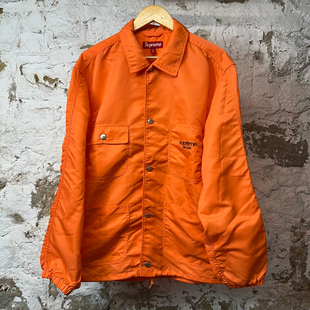 Supreme NY Button Up Chore Jacket Orange Sz XL