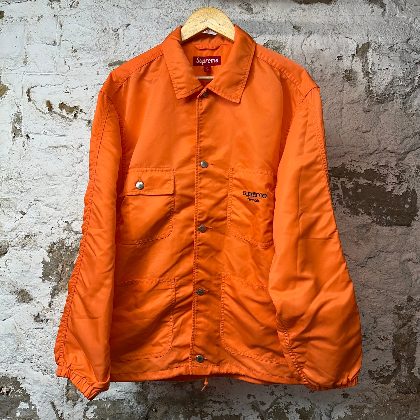 Supreme NY Button Up Chore Jacket Orange Sz XL