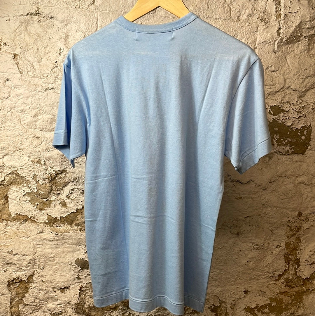 CDG Red Polka Heart Blue T-Shirt Sz L DS