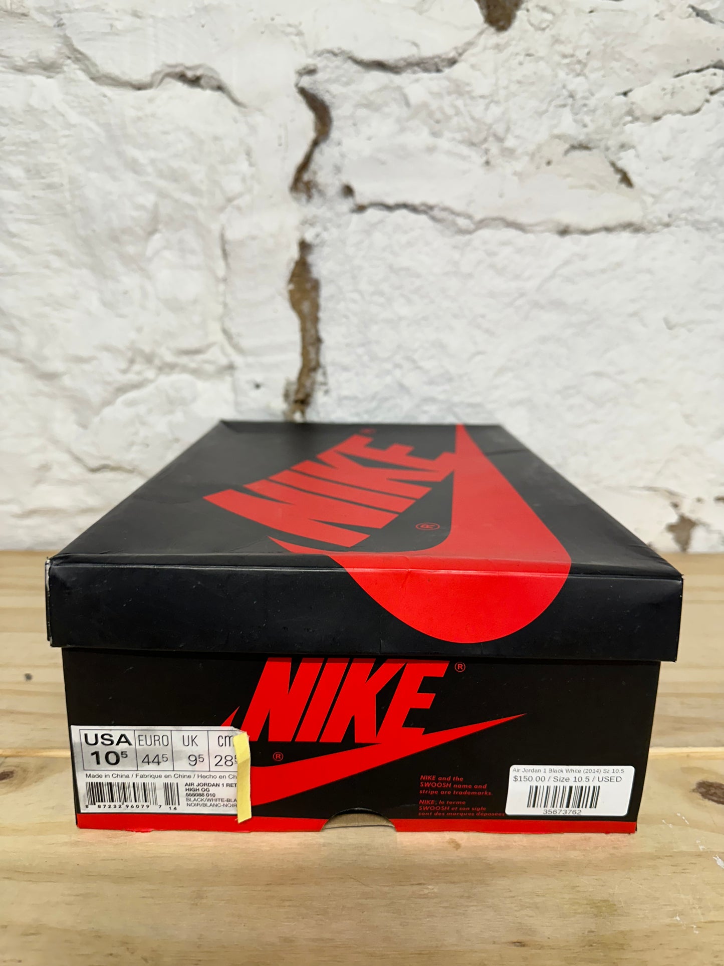 Air Jordan 1 High Black White (2014) Sz 10.5