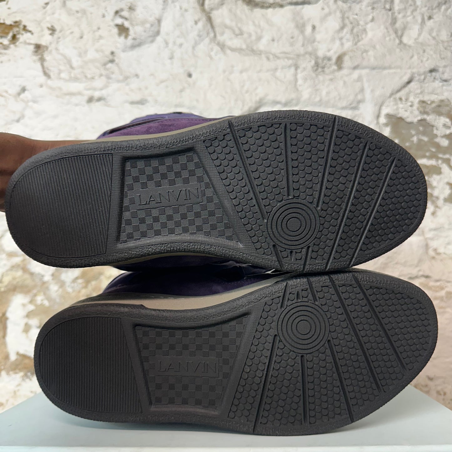 Lanvin Curb Striped Lace Purple Sneaker