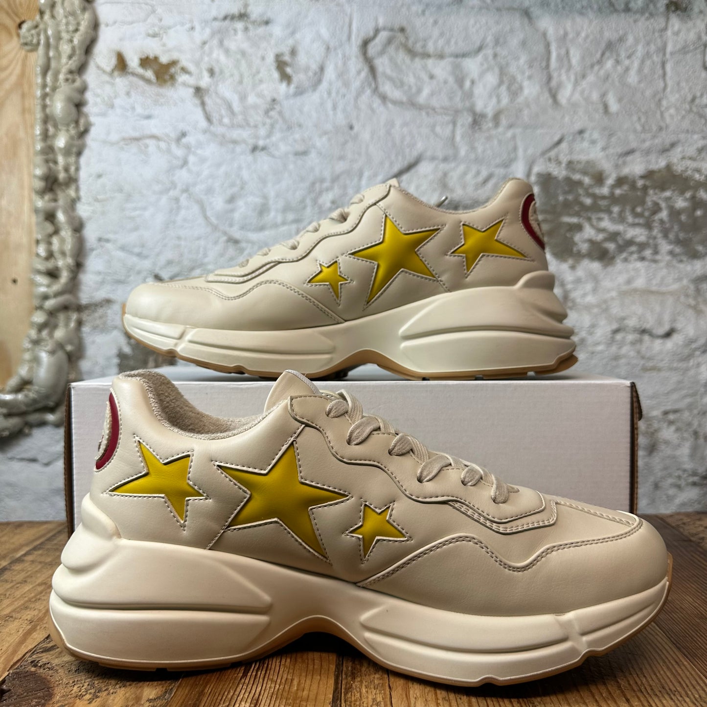 Gucci Rhyton Yellow Star Cream Sneaker Sz 9.5