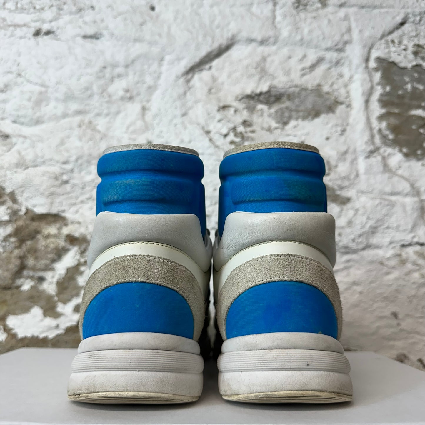 Chanel High Blue White Trainer Sneaker Sz 5.5 (37.5)