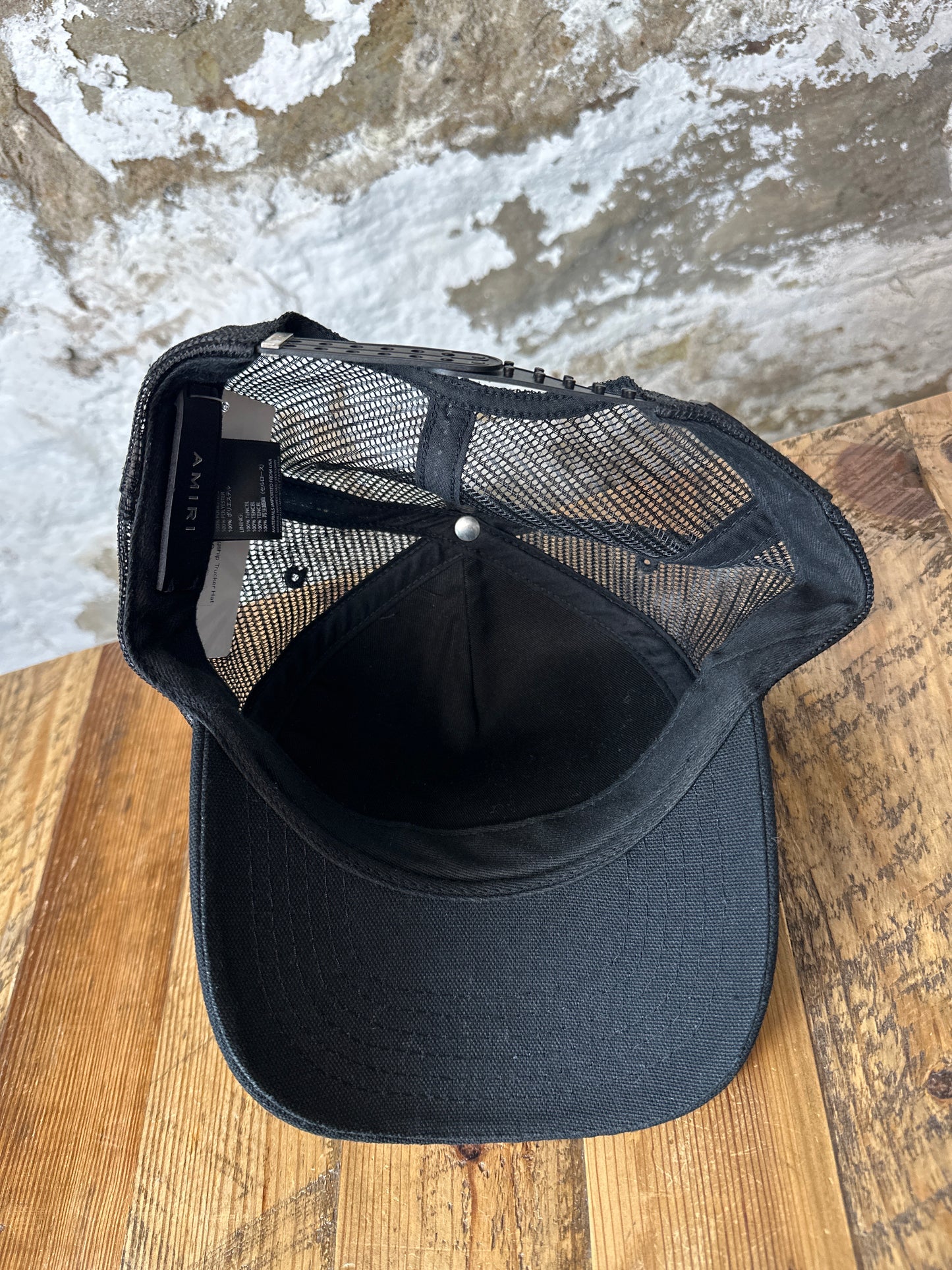 Amiri Black Rainbow Flagship Trucker Hat