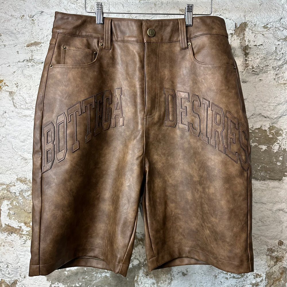 Bottega Desires Brown Leather Shorts Sz 34