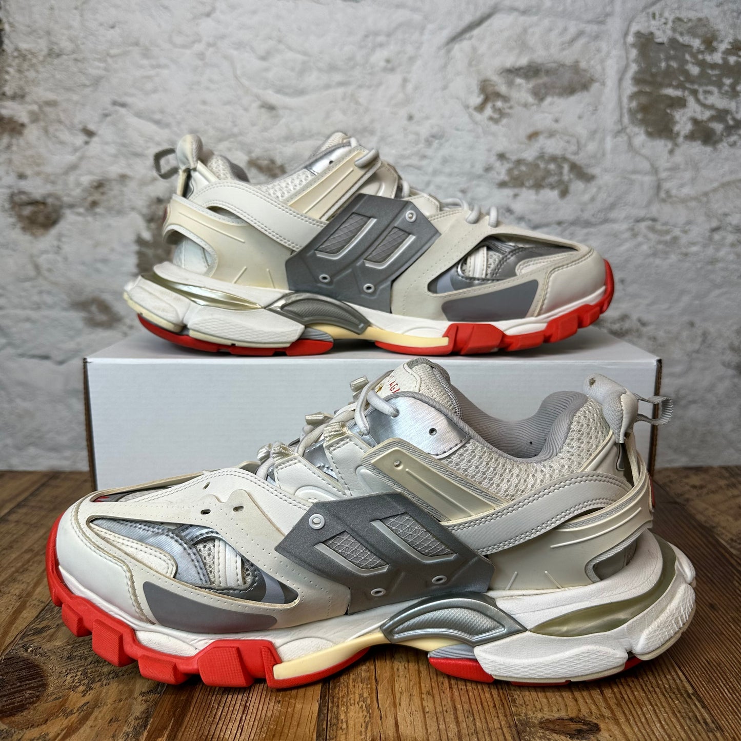 Balenciaga Track Runner Grey Cream Red Sneaker Sz 11 (44)