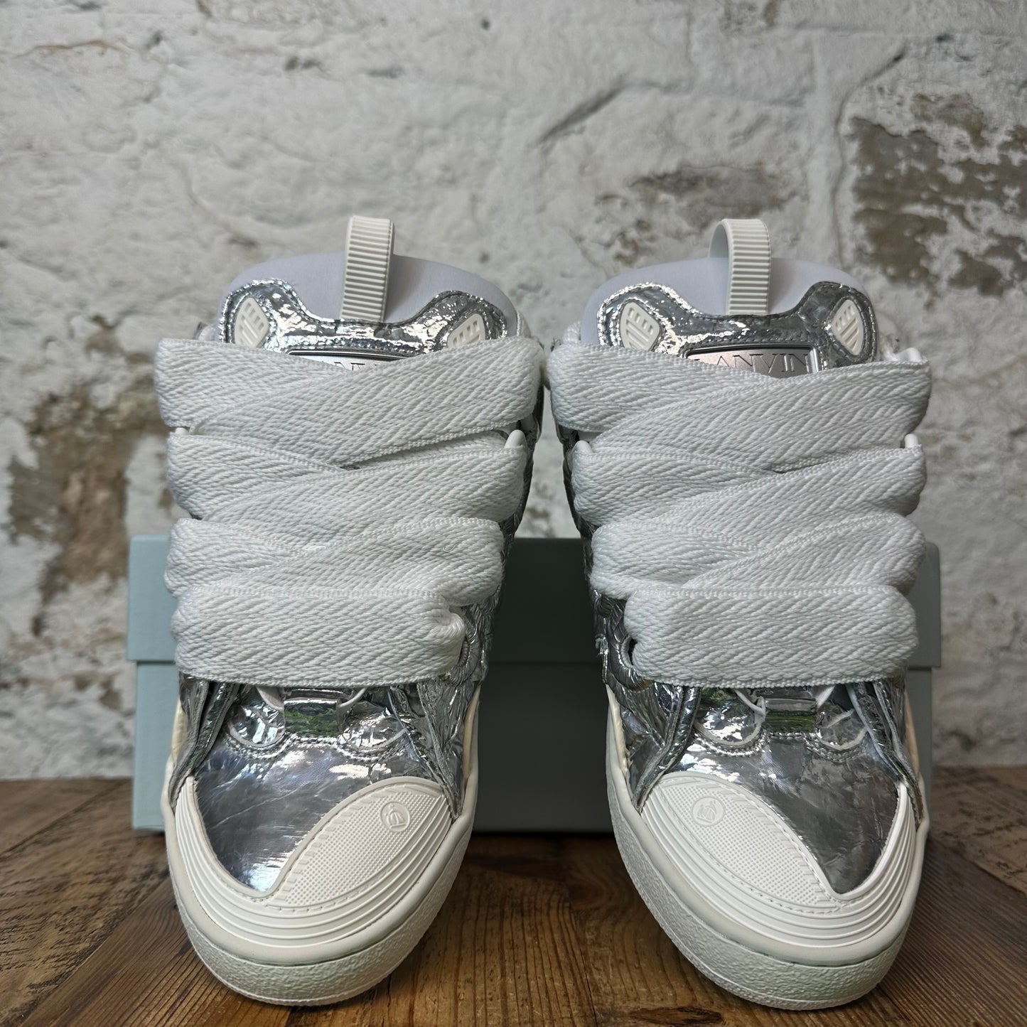 Lanvin Curb White Silver Foil Sneaker
