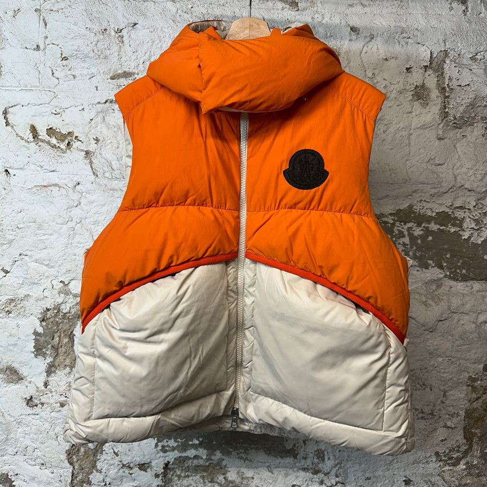 Moncler Coll Gilet Orange Cream Puffer Vest Sz M (2)