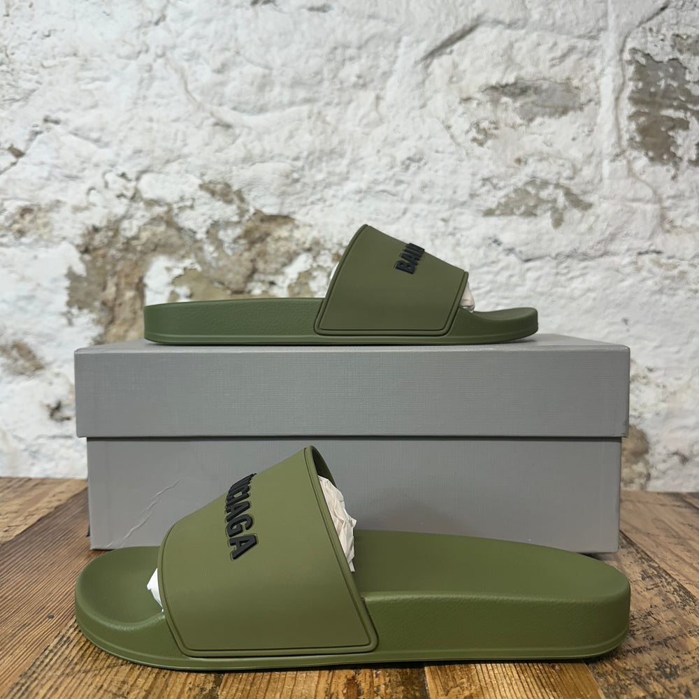 Balenciaga Khaki Black Rubber Slide