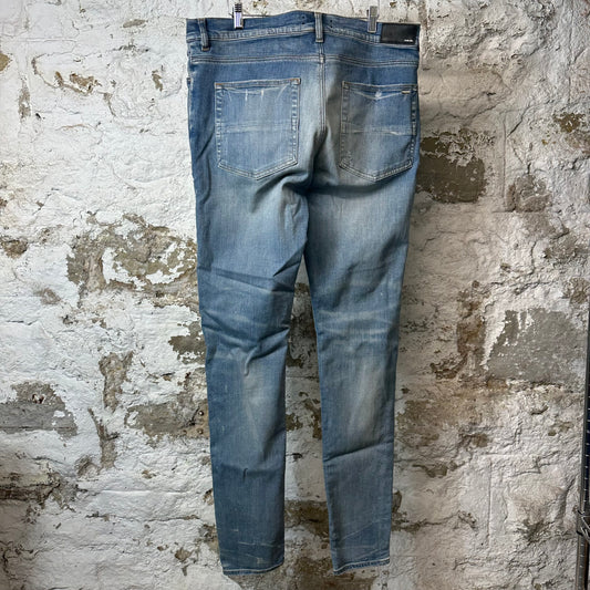 Amiri MX1 Red Suede Blue Denim Jeans Sz 38