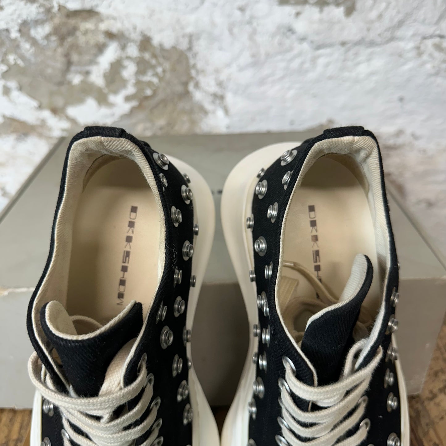 Rick Owens Abstract Studded Black Milk Sneaker Sz 6.5 (39)