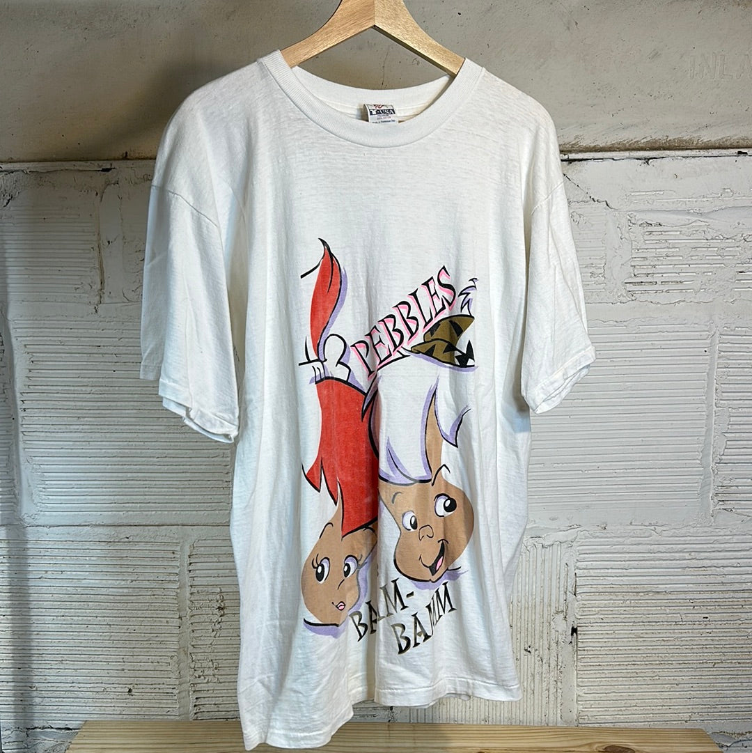 Pebbles and Bam Bam White Tee Sz L