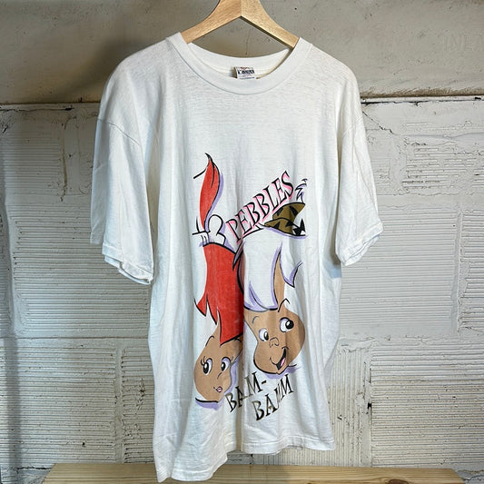 Pebbles and Bam Bam White Tee Sz L