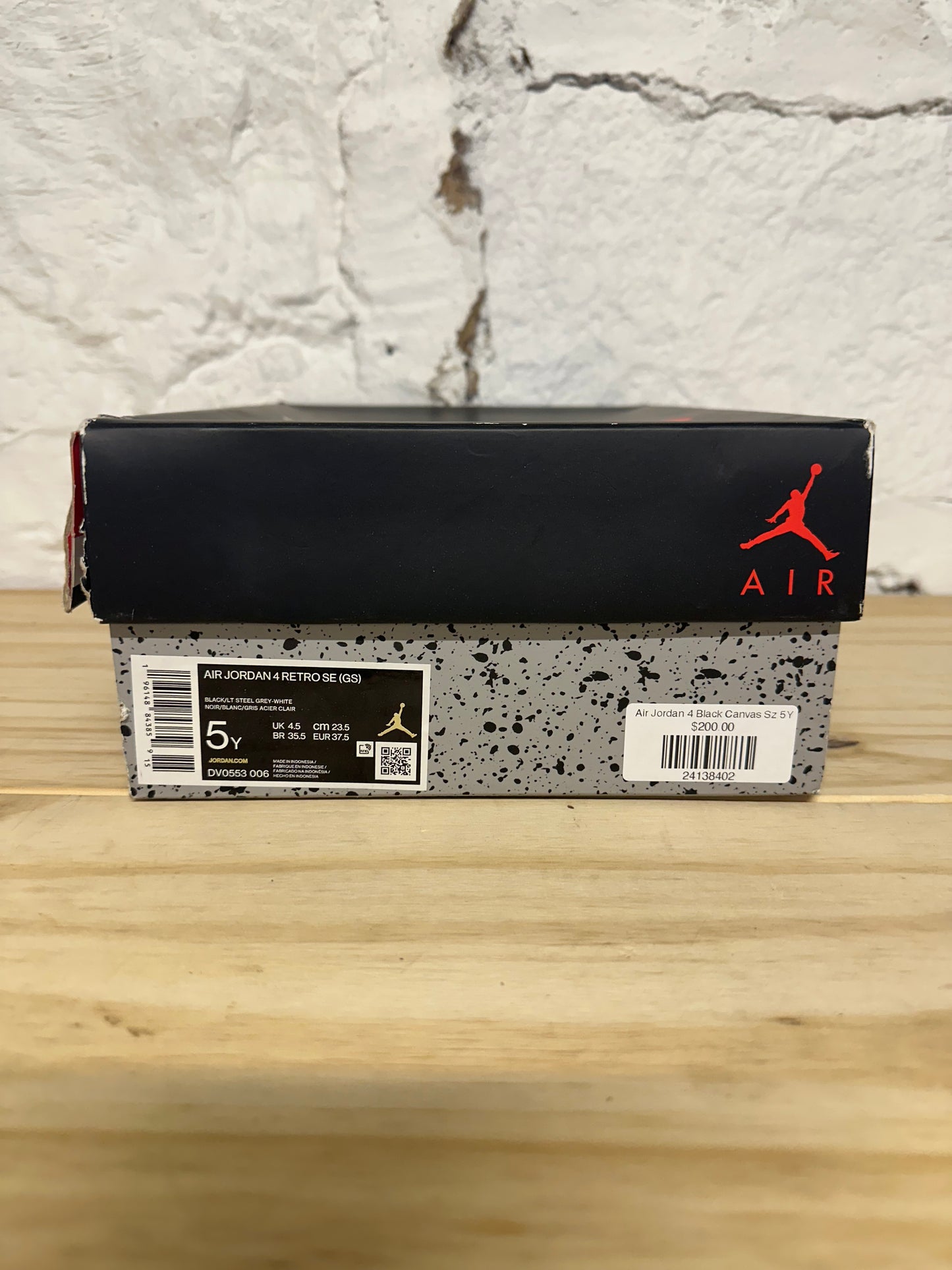 Air Jordan 4 Black Canvas Sz 5Y