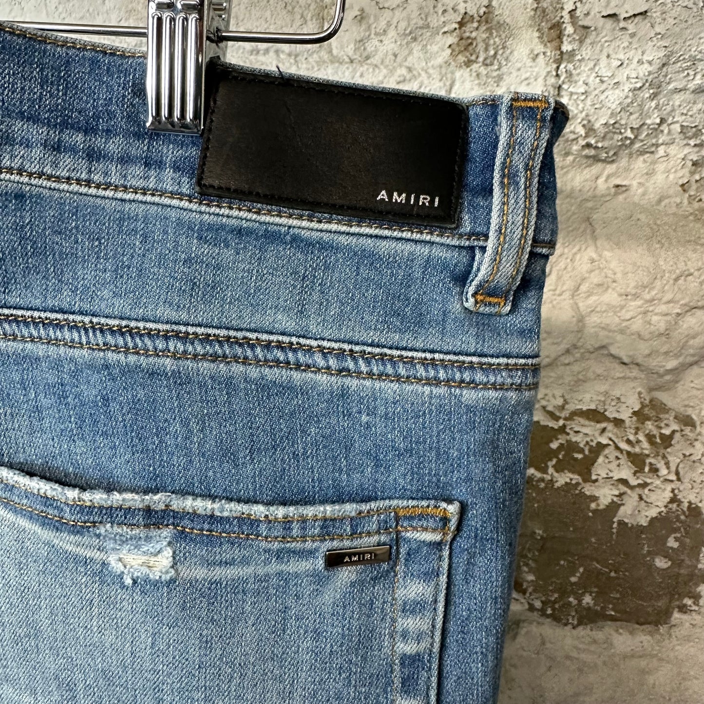 Amiri Distressed Plain Blue Denim Jeans Sz 36